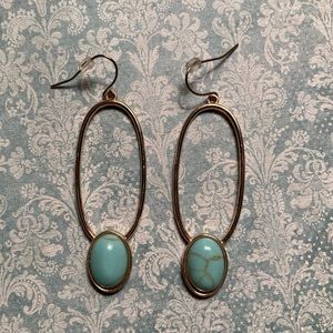 ( nwot ) Turquoise & Goldtone Drop Earrings